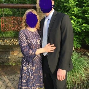 Eliza J navy lace dress. Size 4Petite. Worn once.